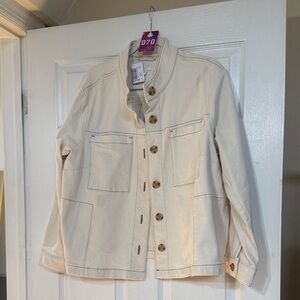70 J.Jill Women's Cream Button-Up Jacket